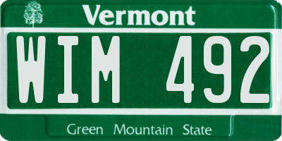 VT license plate WIM492