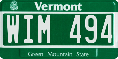 VT license plate WIM494