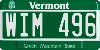 VT license plate WIM496