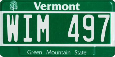 VT license plate WIM497