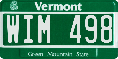 VT license plate WIM498
