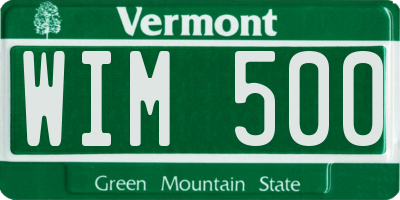 VT license plate WIM500