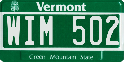 VT license plate WIM502