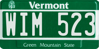 VT license plate WIM523