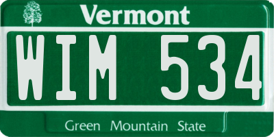 VT license plate WIM534