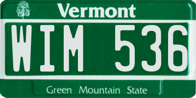 VT license plate WIM536
