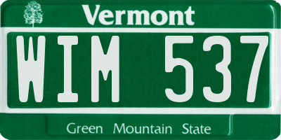 VT license plate WIM537
