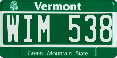 VT license plate WIM538