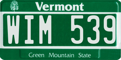VT license plate WIM539