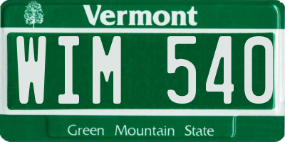 VT license plate WIM540