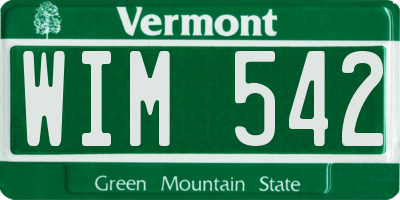 VT license plate WIM542