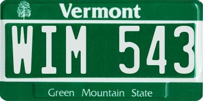 VT license plate WIM543