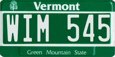 VT license plate WIM545