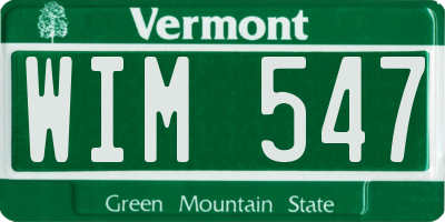 VT license plate WIM547