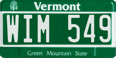 VT license plate WIM549