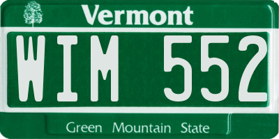 VT license plate WIM552