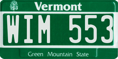 VT license plate WIM553