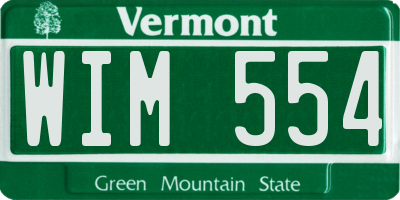 VT license plate WIM554