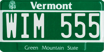 VT license plate WIM555