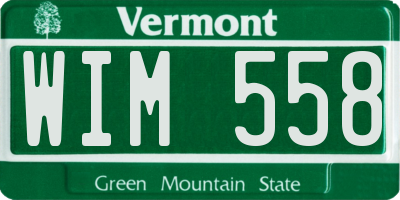 VT license plate WIM558