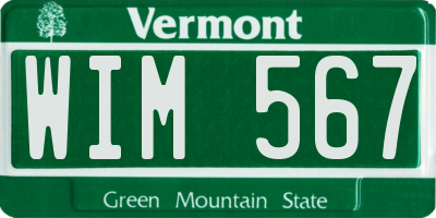 VT license plate WIM567