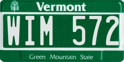 VT license plate WIM572