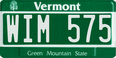 VT license plate WIM575