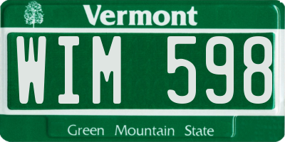 VT license plate WIM598