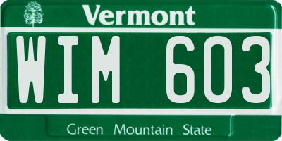 VT license plate WIM603
