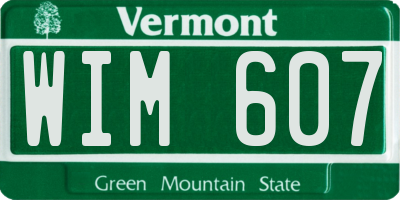 VT license plate WIM607