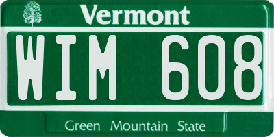 VT license plate WIM608