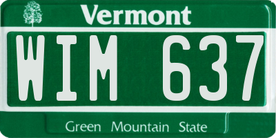 VT license plate WIM637