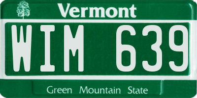 VT license plate WIM639