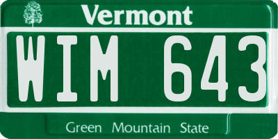 VT license plate WIM643