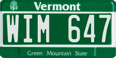 VT license plate WIM647