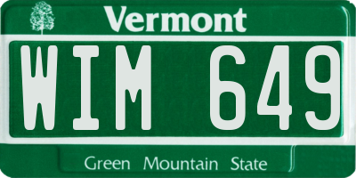 VT license plate WIM649