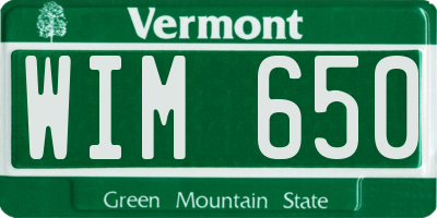 VT license plate WIM650