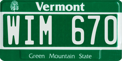 VT license plate WIM670