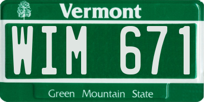 VT license plate WIM671