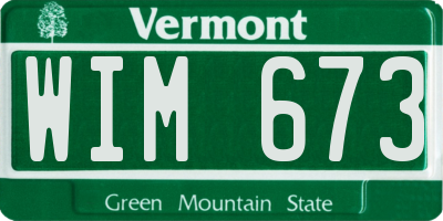 VT license plate WIM673