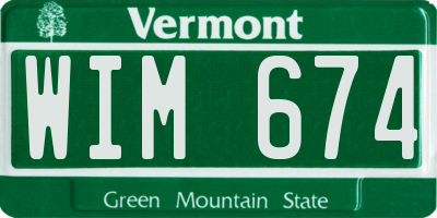 VT license plate WIM674