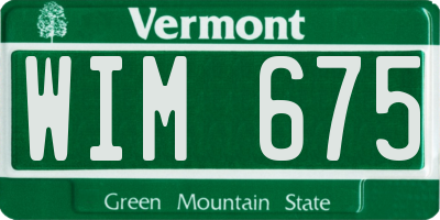VT license plate WIM675