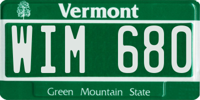 VT license plate WIM680
