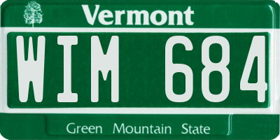 VT license plate WIM684