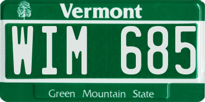 VT license plate WIM685