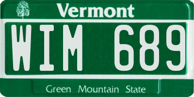 VT license plate WIM689