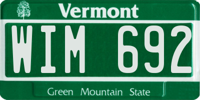 VT license plate WIM692