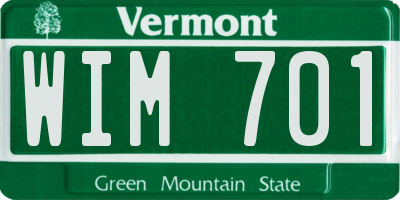 VT license plate WIM701