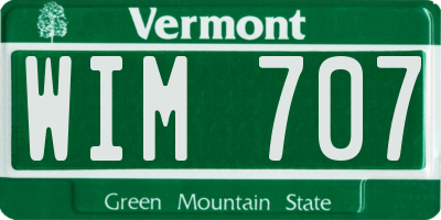 VT license plate WIM707
