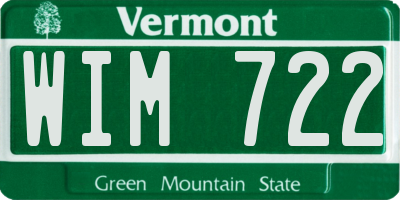VT license plate WIM722